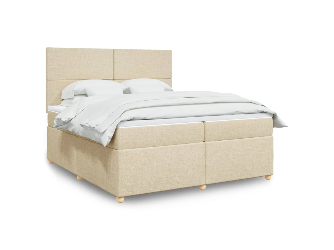 Vidaxl Cama Com Molas/colchão 200x200 Cm Tecido Cor Creme