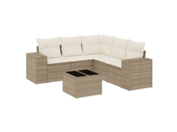 Conjunto de 6 Sofás P/ Jardim com Almofadões Vime Pe Bege MAISON EXCLUSIVE (80x200 cm)
