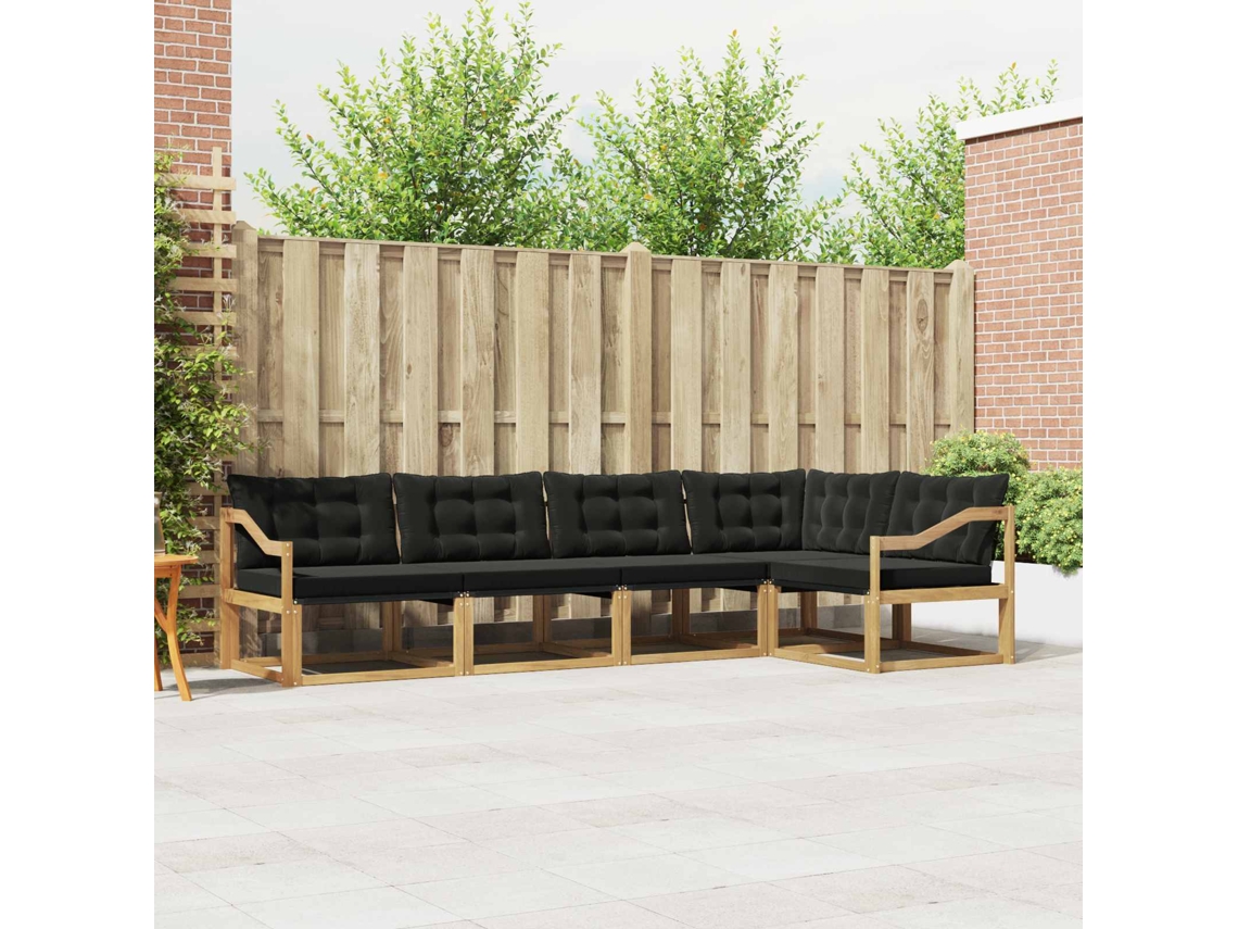 Vidaxl Conjunto De Sofás Para Exterior 5 Unid. Branco E Preto