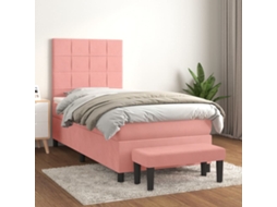 Vidaxl Cama Com Molas/colchão 100x200 Cm Veludo Rosa