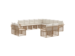 Maison Exclusive - Conjunto De Sofás Para Exterior 13 Unid. Natural E Branco Creme