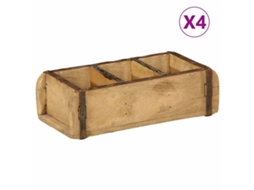 Vidaxl Tabuleiro Com Armazenamento 4 Pcs Castanho 30 X 14 X 9 Cm