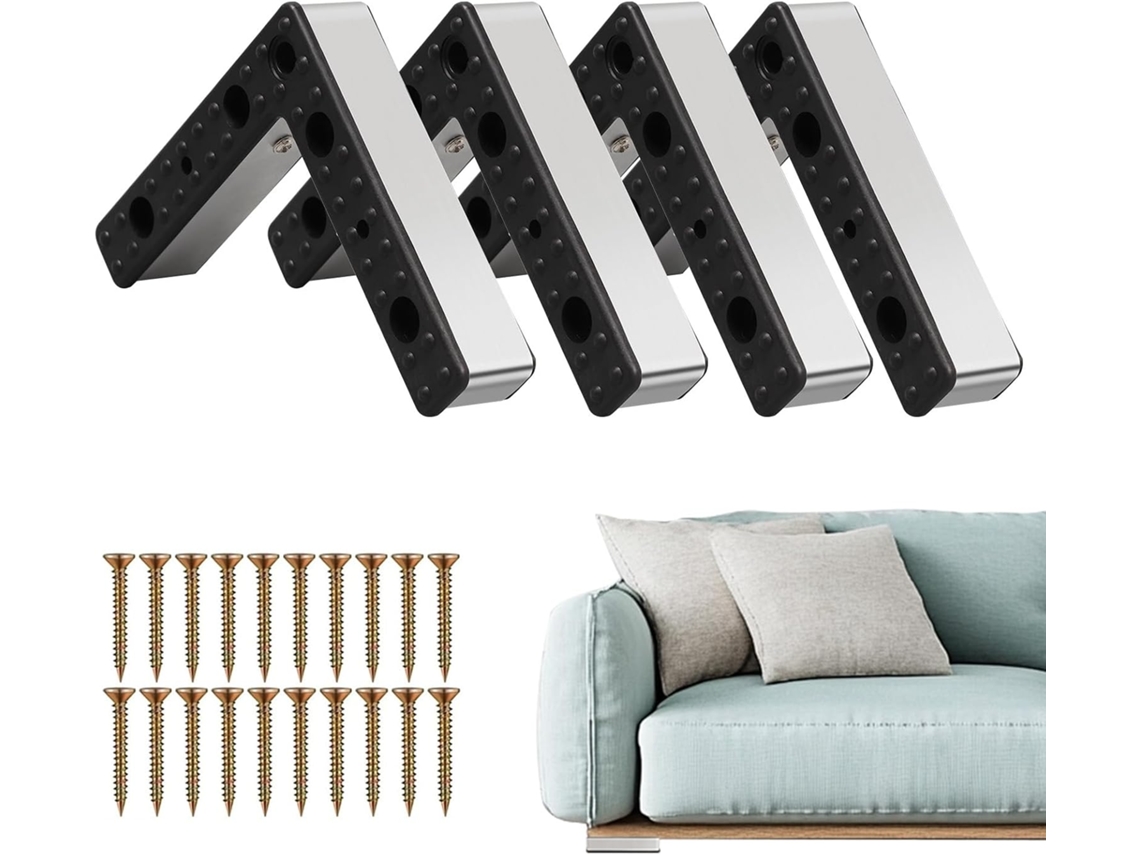 Conjunto De 4-elevadores Móveis, Elevadores De Móveis Em Formato L, Elevadores De Sofá 2, 5cm Com Parafusos, Pés De
