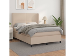 Cama Com Molas/colchão 140x200 Cm Couro Artificial Cappuccino