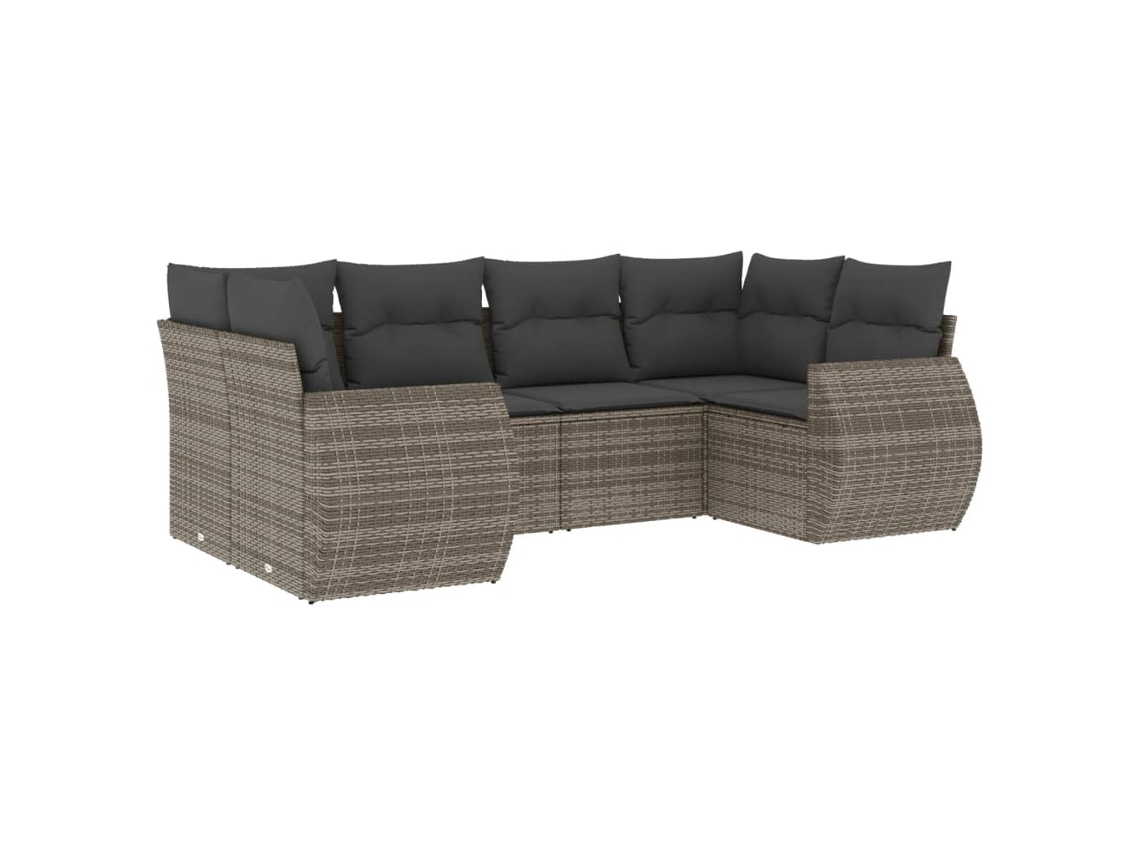 Conjunto de 6 Sofás de Jardim com Almofadões Vime Cinzento MAISON EXCLUSIVE (80x200 cm)