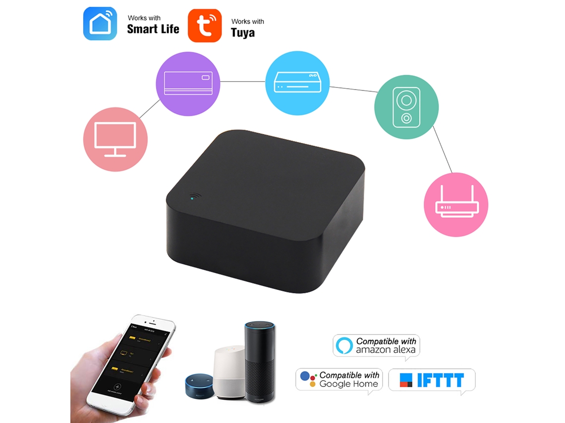 Controle Remoto Wifi ir com App Tuya, compatível com Alexa, por Voz