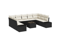 Conjunto 9 Sofá De Jardim Vidaxl Preto Vime Pe (289 X 209 X 85 Cm)