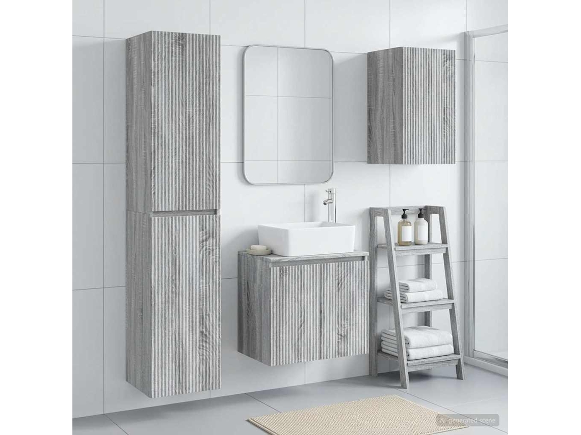 Vidaxl Conjunto De Móveis Para Banheiro 3 Unid. Sonoma Cinzento