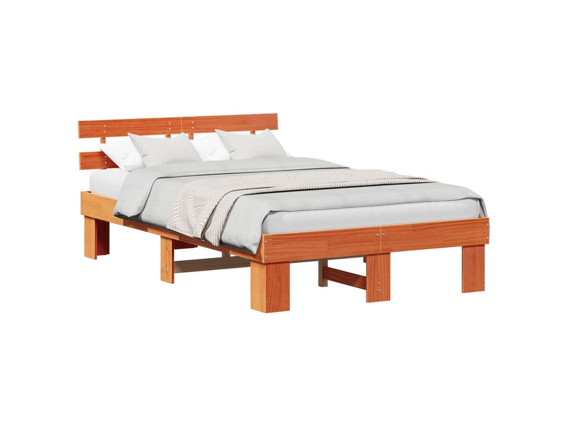 Estrutura da Cama com Cabeceira Marrom Cera 140x190 cm MAISON EXCLUSIVE