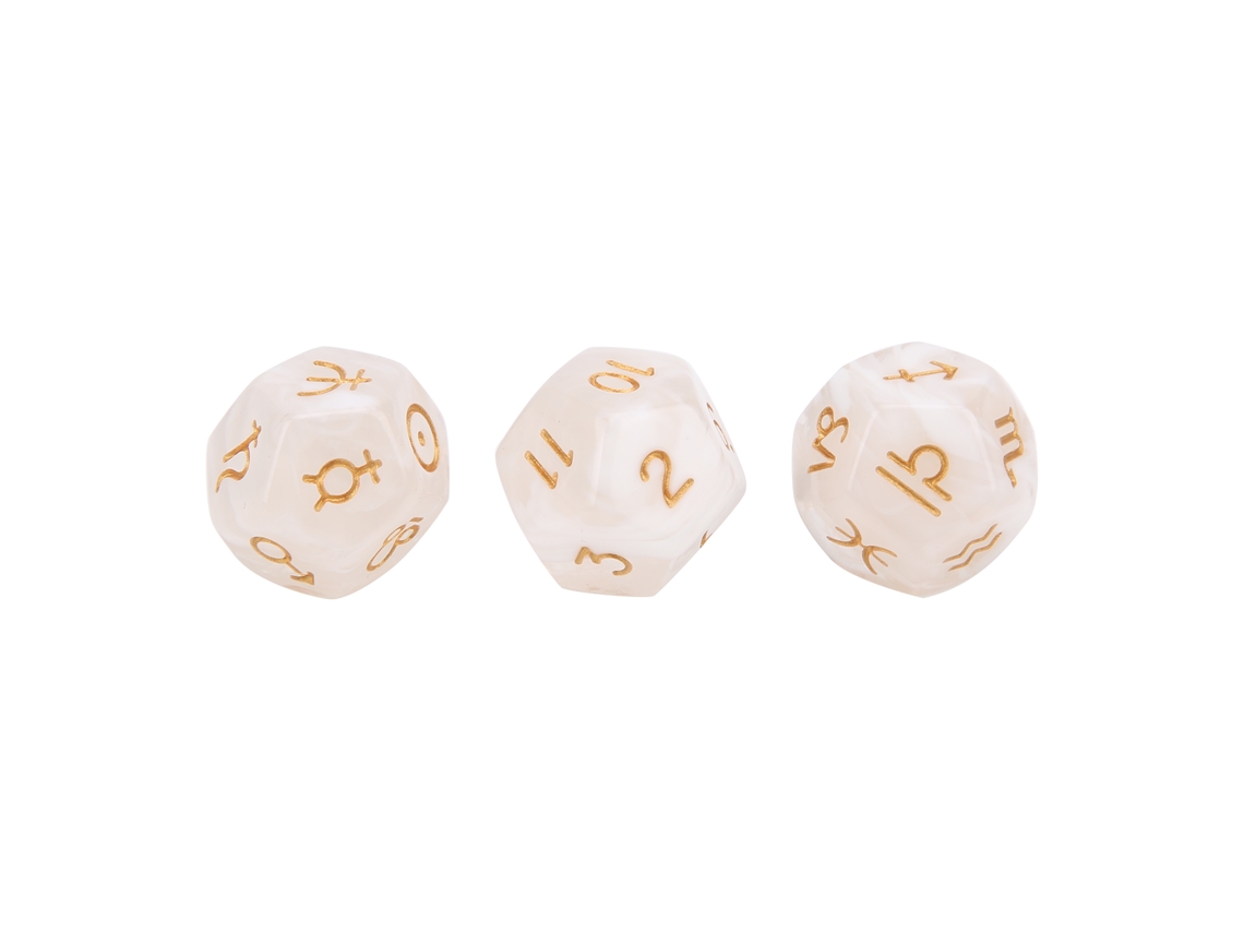 3pcs Dado De Resina De Tarot Astrologia 12 Lados Para Divinação E Entretenimento Em Encontros