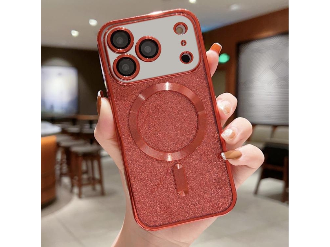 Capa De Tpu Para Iphone 17 Pro Max - Glitter - Acabamento Eletroplástico - Magsafe