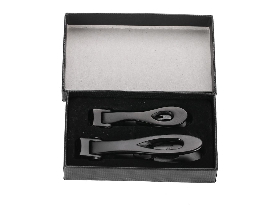 Conjunto de 2 tesouras de aço inoxidável para unhas, ideais para manicure e pedicure. Cortador para unhas das mãos e dos pés, cor preta.