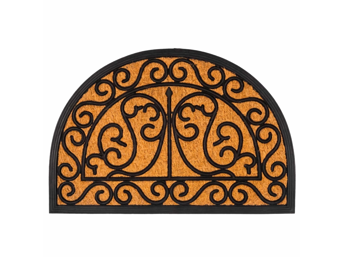 Capacho Semicircular De Fibra De Coco Com Design Ornamental