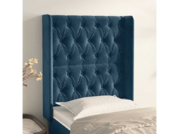 Vidaxl Cabeceira Cama C/ Abas Veludo 83x16x118/128 Cm Azul-escuro