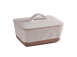 Manteigueira Com Tampa - Recipiente Manteiga - Cerâmica - 350 Ml - Branco