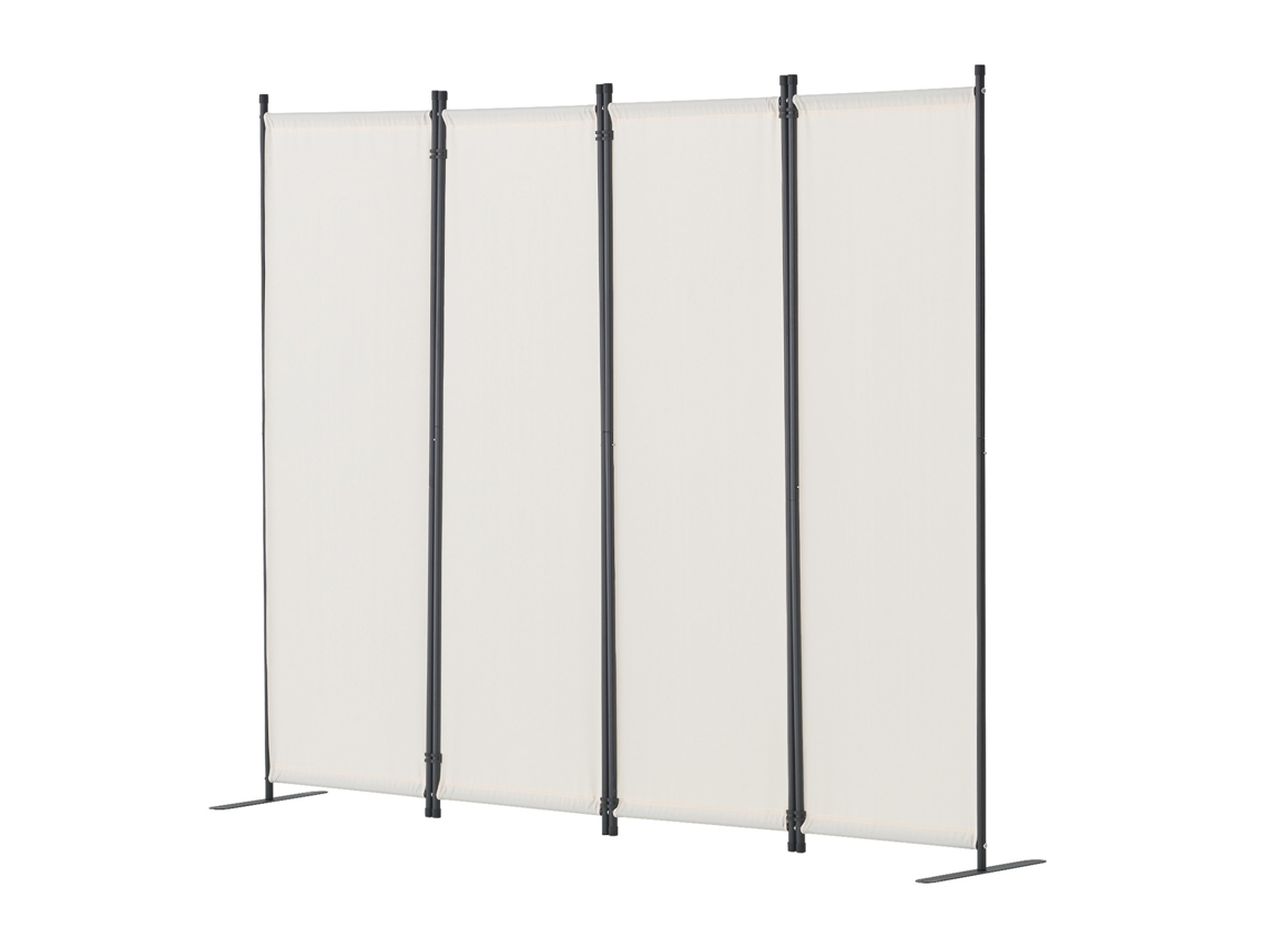 Biombo Separador Dobrável de 4 Painéis com Moldura Aço Carbono e Tela Poliéster, Ambientes Privacidade 228x45x172,5 Cm para Escritório, Quarto, Sala