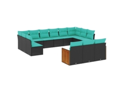 Conjunto de Sofá de Jardim, 13 Peças, Almofadas, Rattan Preto MAISON EXCLUSIVE