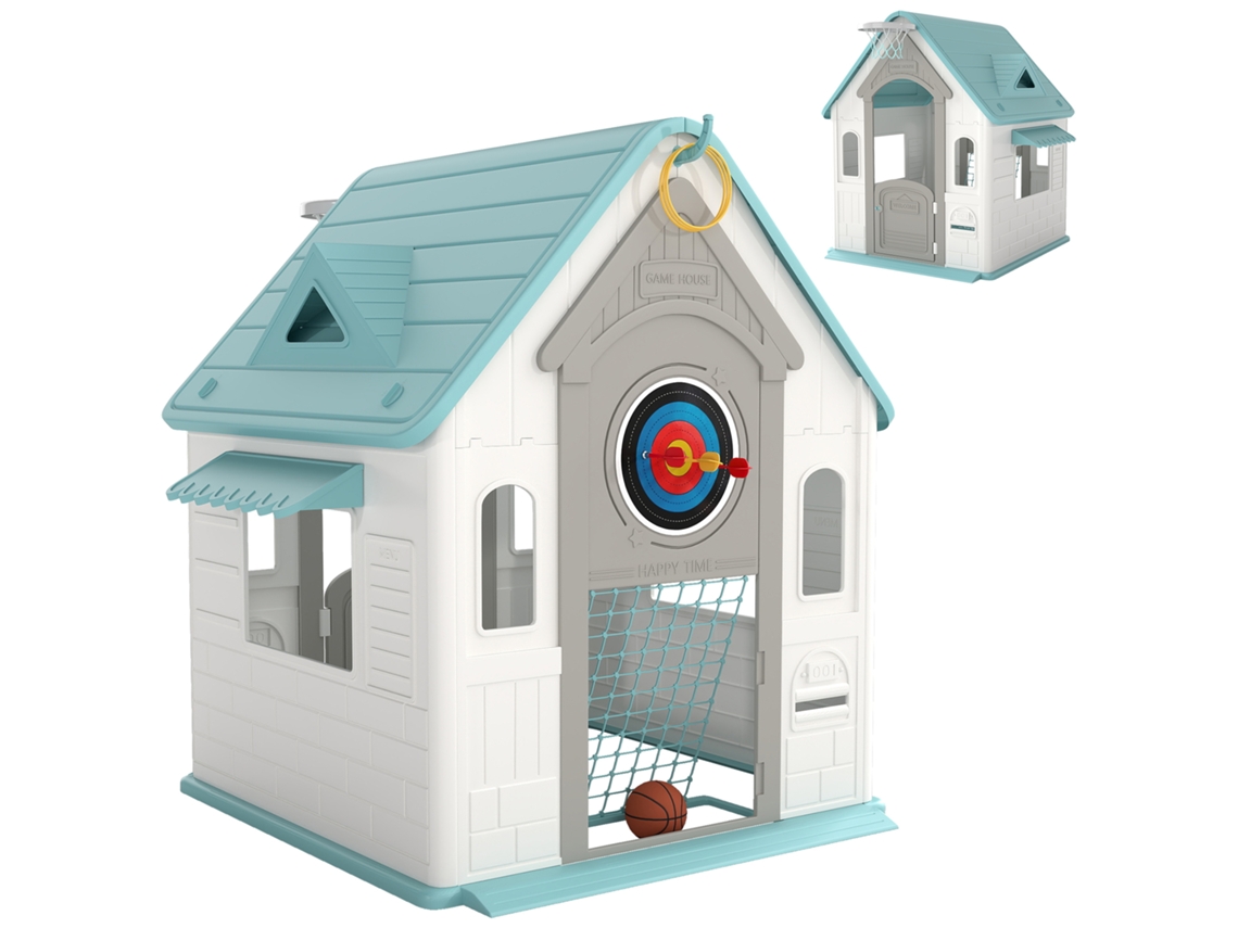 5 em 1 Children's House, em Pp, Multicolor com Basquete. Anéis e Dardos. 132x118x124 Cm Ge