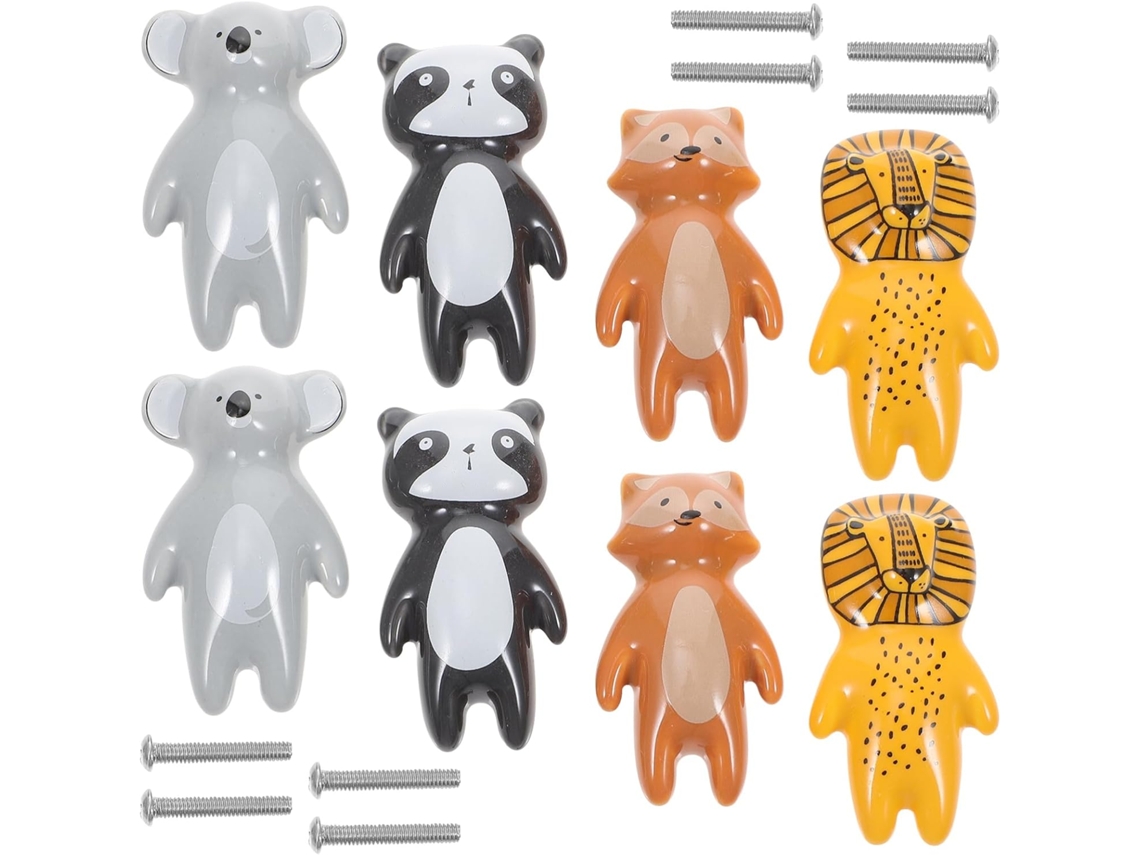 Conjunto De 8 Puxadores De Cerâmica Com Estampa De Panda E Coala Para Cômoda/armário.