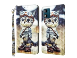 Capa De Couro Pintada Em 3d Para Motorola Moto E13