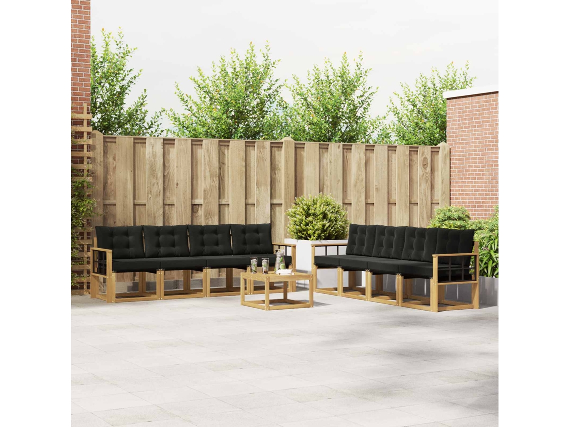 Vidaxl Conjunto De Sofás Para Exterior 9 Unid. Branco E Preto