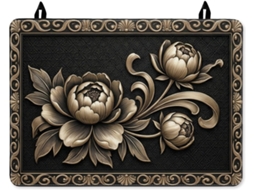 Peônia Tampa Para Lareira Elétrica, Elegante Clássica Estampa Floral Folhas, Superfície Não Poliuretano, Tampa Para