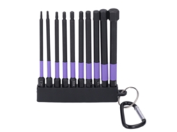 Conjunto de 10 brocas de impacto em aço liga TS2 de 100 mm (4 polegadas), violeta, magnéticas, com base parafusadeira.