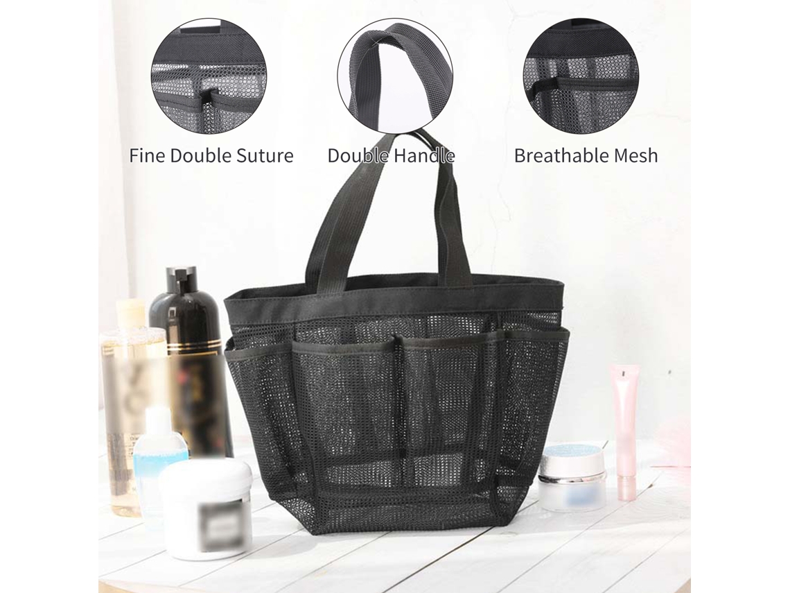 Cesto de Banho de Malha com 7 Bolsos, Saco de Toalhetes Pendurado, Seco Rápido para Dormitório, Academia, Viagem S/MARCA