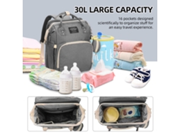 Bolsa Mami Multifuncional Com Berço Plegável Capacidade Grande Moda Atualizada Cinza Fábrica 1,2,3