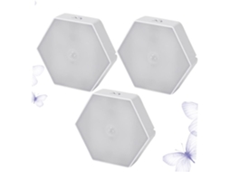 Conjunto de 3 Luminárias Noturnas Quadradas de Led com Sensor de Movimento para Corredor, Closet e Casa. SFUSHOS