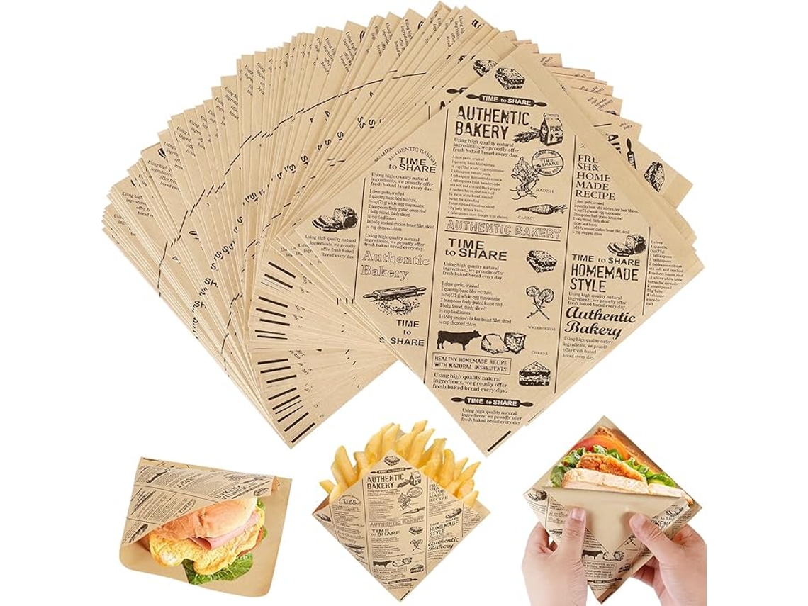 150 Folhas De Papel Para Sanduíche, 15 × 15 Cm, Adequadas Para Hambúrgueres, Batatas Fritas E Pão (15 X 15 Cm)