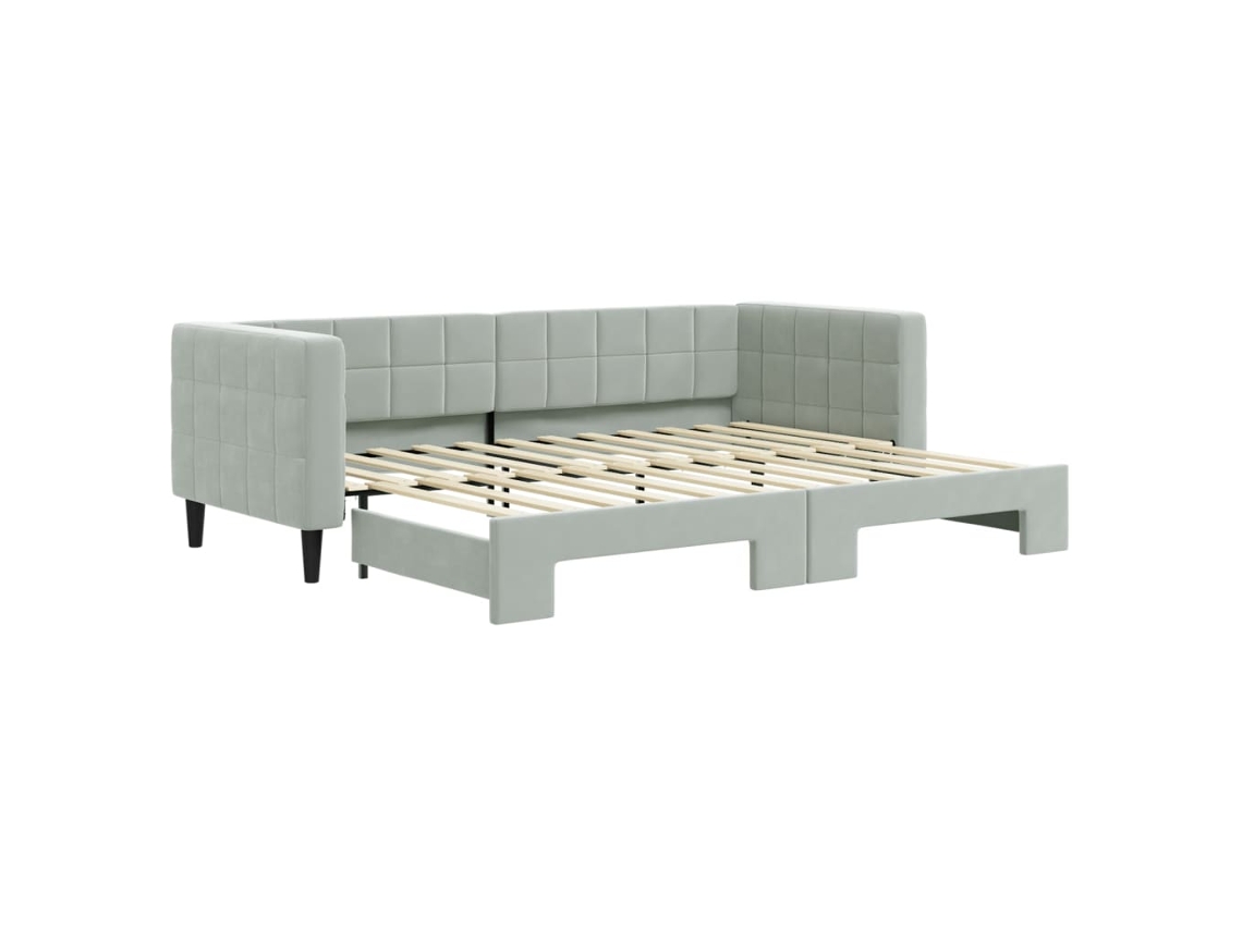 Sofá-cama com gavetão VIDAXL Cinzeto Veludo (80 x 200 cm)
