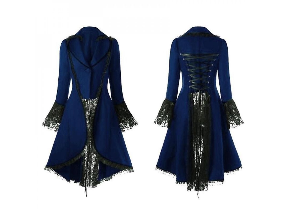 Vestido Rebe Feminino Gótico Punk de Renda Dr Ggl 3XL Azul Marinho