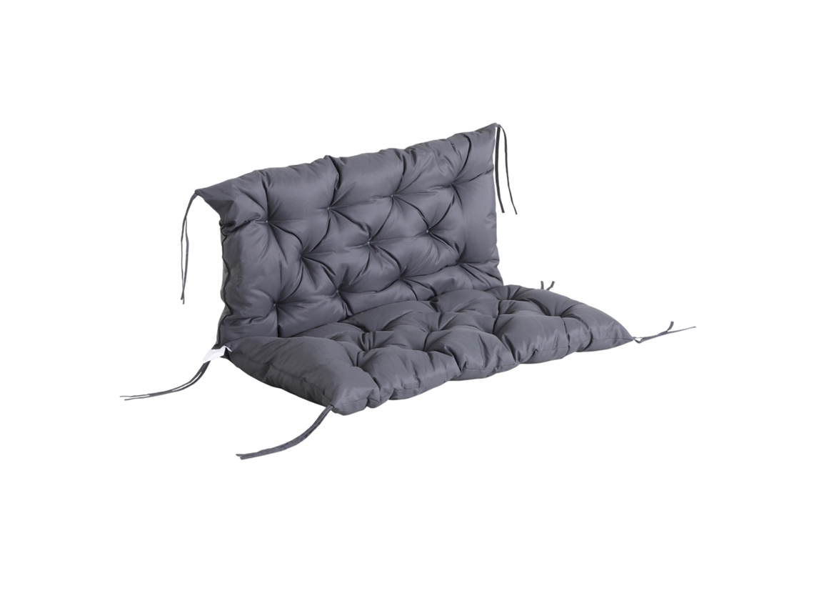 Almofada para Banco Com Encosto Poliéster e Algodão Cor Cinzento 100x98x8cm Outsunny