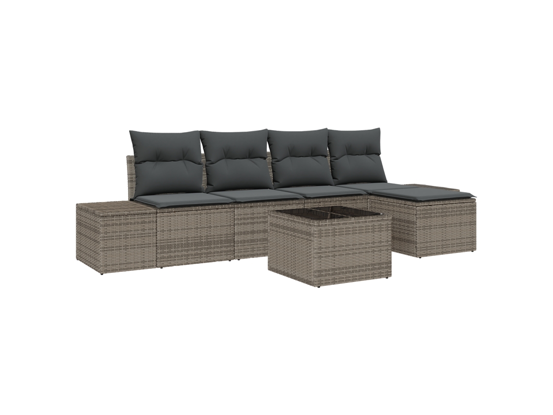 Conjunto 5 Conjunto De Sofá De Jardim Vidaxl Cinzento-claro Vime Pe (294 X 62 X 85 Cm)