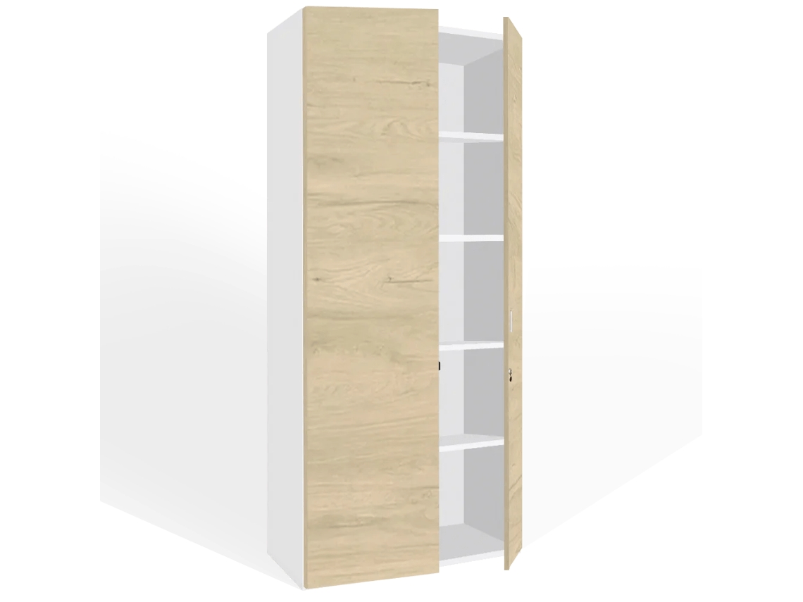 Armário de arquivo com portas. 5 prateleiras. 200 x 90 x 50 cm. Carvalho Branco. OFILIKE