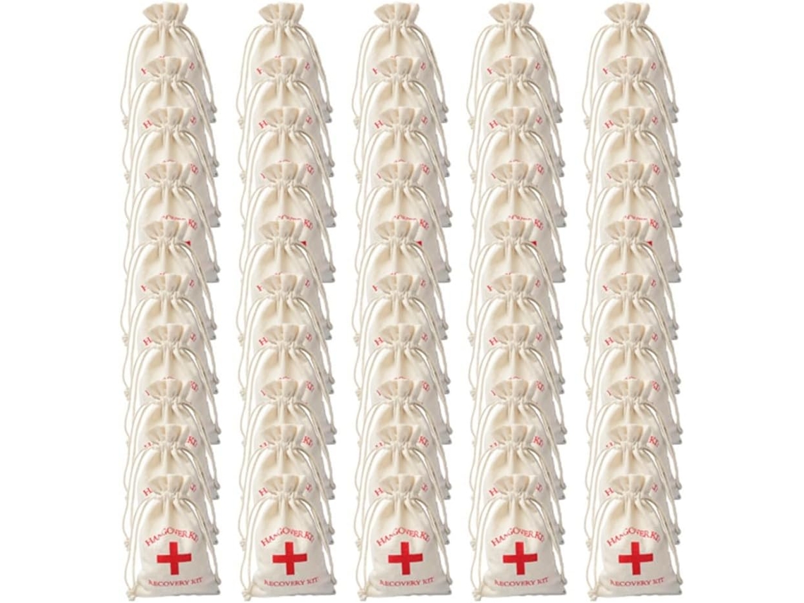 Conjunto de 50 Sacolas de Algodão Vermelhas para Casamento, Ideais para Convidados, Festas e Eventos.