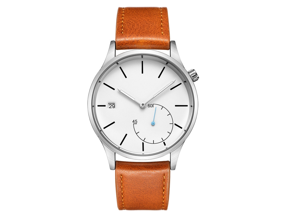 Reloj De Pulsera Masculino Redondo De Cuarzo Con Correa De Cuero Pu Estilo Fashion