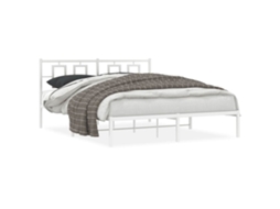Estrutura de Cama com Cabeceira Metal Branco MAISON EXCLUSIVE 150x200 cm
