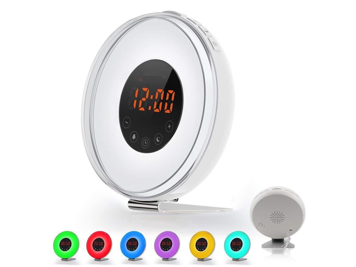 Lurelia Despertador Sunrise Relógio Digital Led Com 6 Cores E Fm