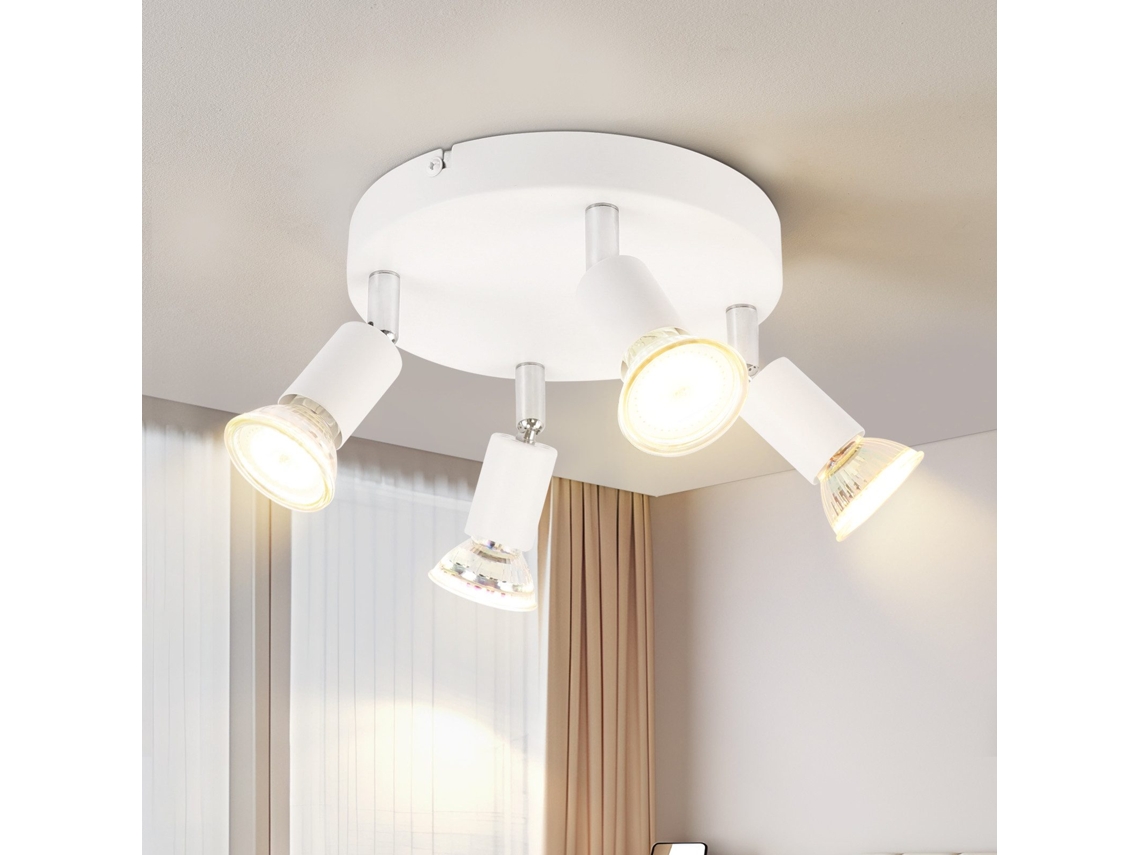 Nettlife Candeeiro, Focos Iluminação Led De Teto Branco 4 Luzes Gu10, Giratório Moderno Para Sala E Quarto, Regulável, Uso Diário, Em Casa