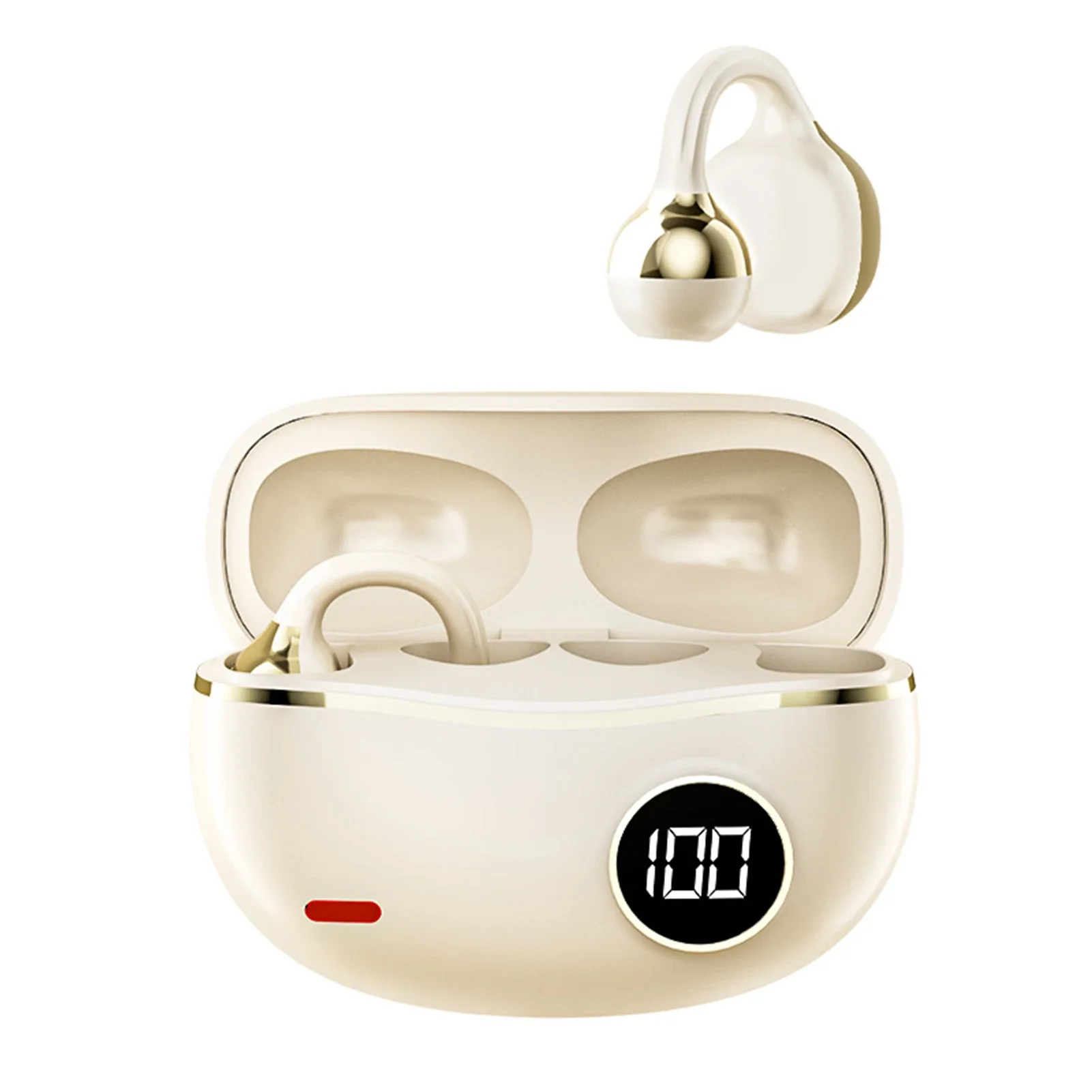 Fones de Ouvido Bluetooth com Clipe e Visor Digital MDUG (cáqui)