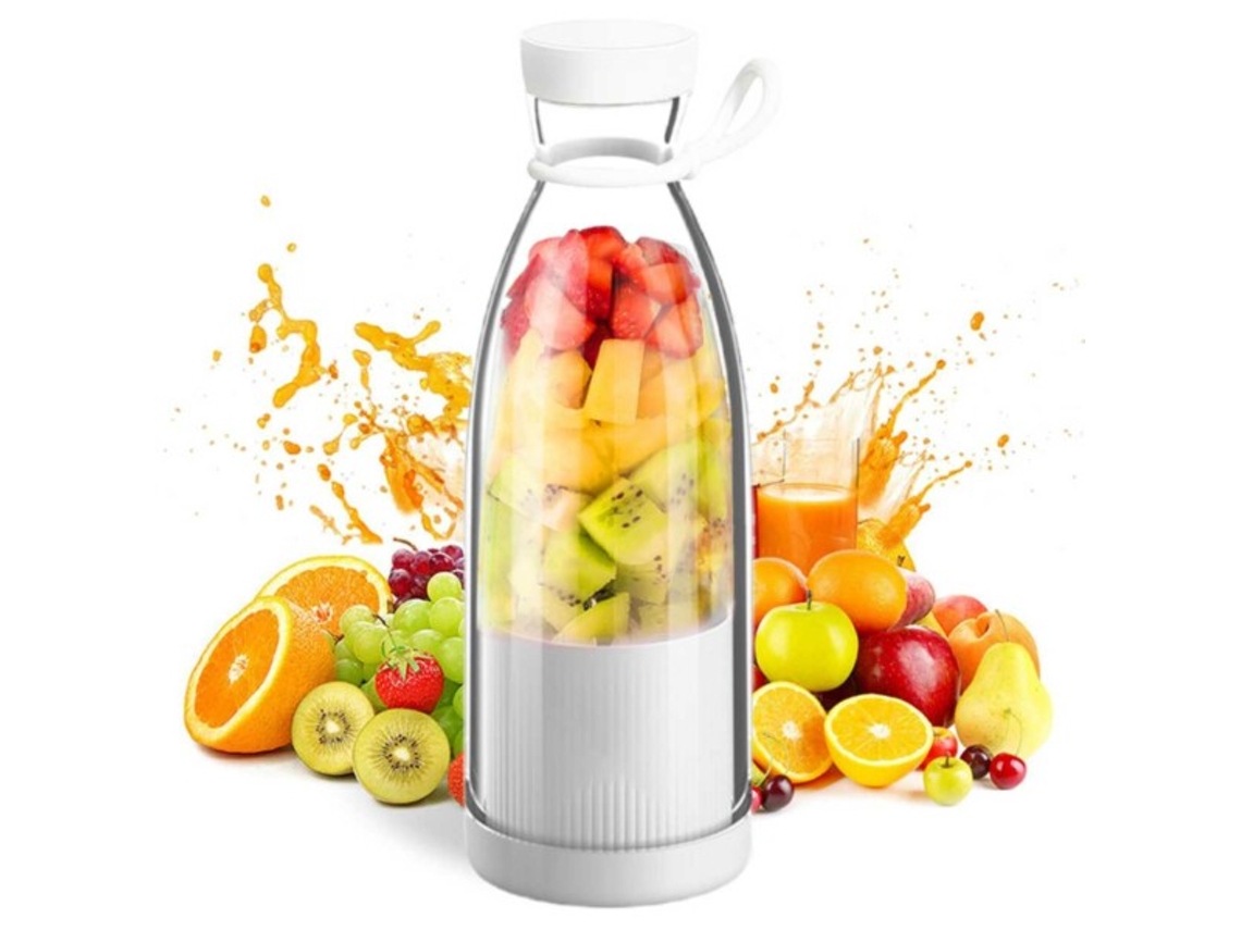 Lurelia Liquidificador Portátil Recarregável Usb, 420 Ml, 6 Lâminas, Aço Inoxidável, Para Smoothies, Branco