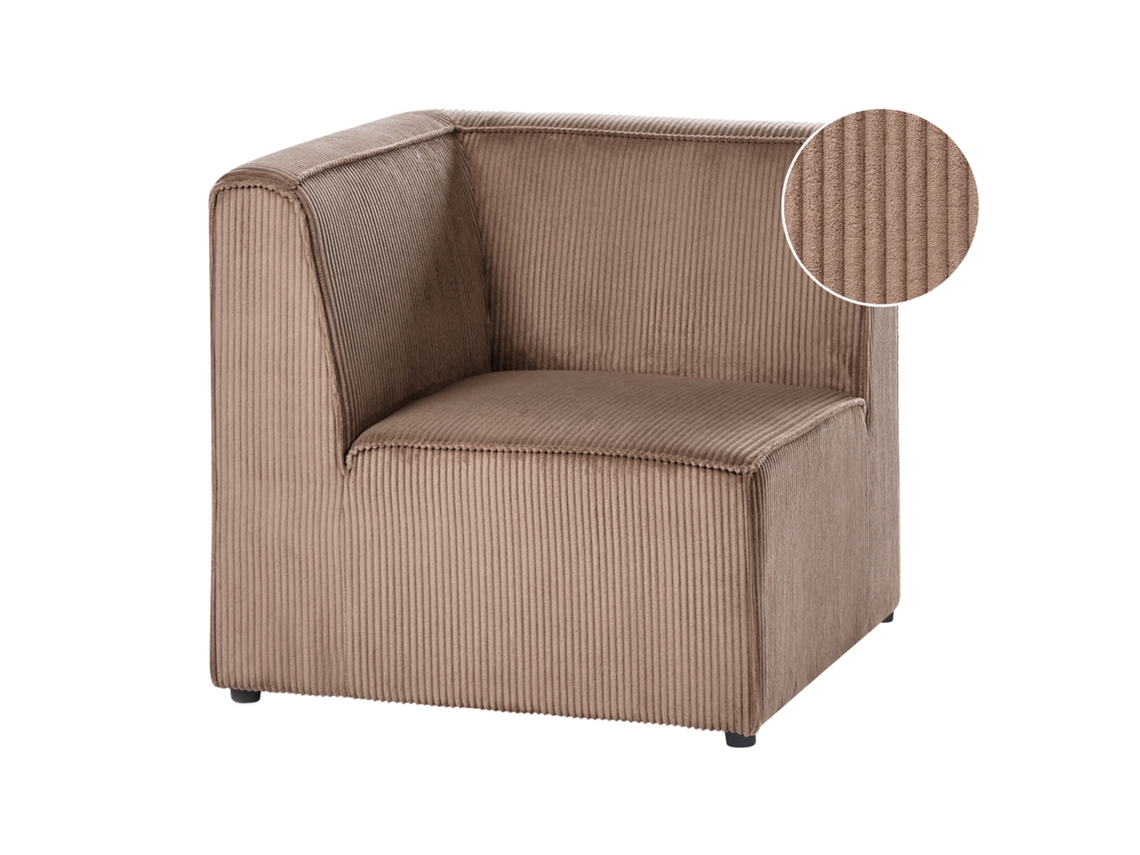 Módulo Esquinero Izquierdo Beliani Lemvig De Pana Beige 83x83x78