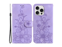 Capa Em Couro Pu, Para Iphone 16 Pro Max, Roxo