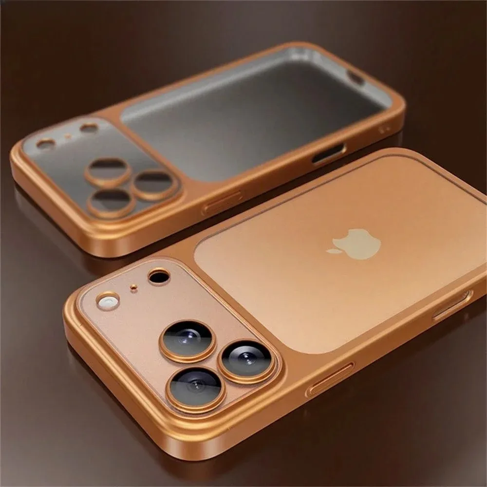 Capa Transparente Eletroplaqueada Para Iphone 17 Pro (laranja), Com Protetor De Lente.
