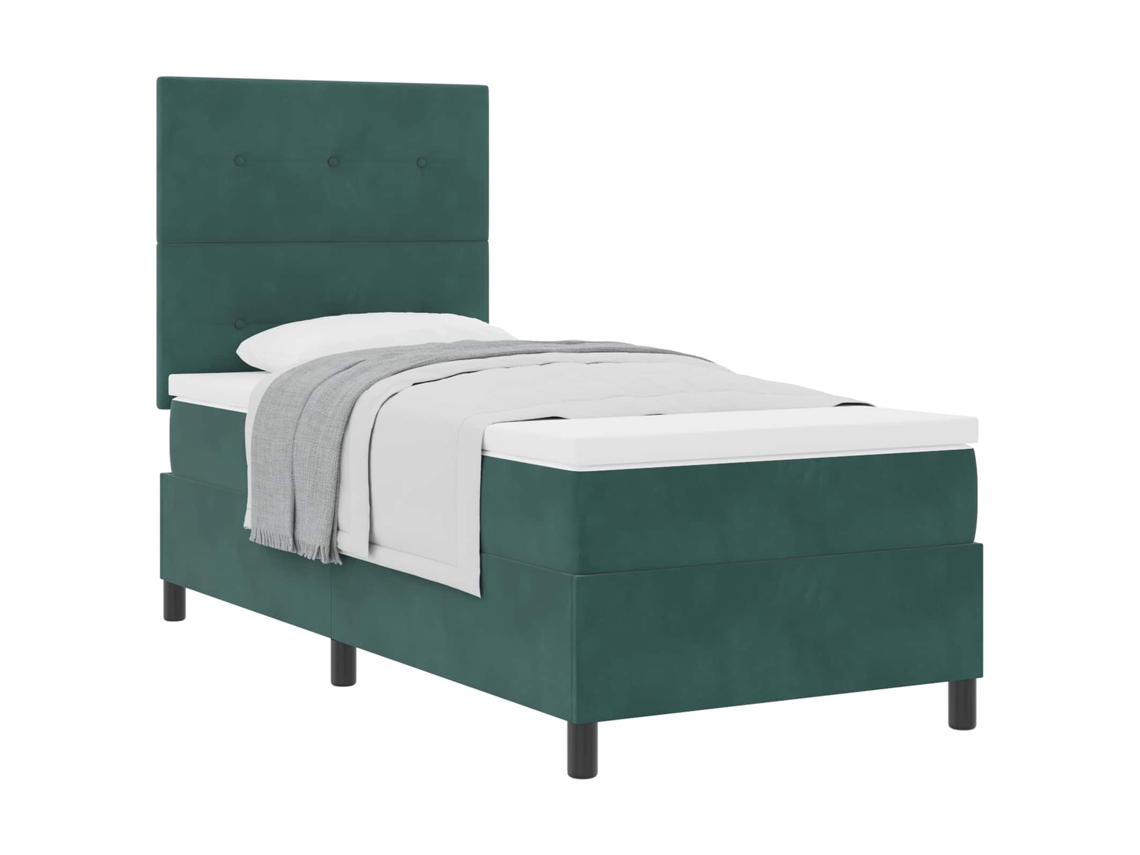 Cama Box com Colchão Verde Escuro 80 X 200 Cm Veludo MAISON EXCLUSIVE