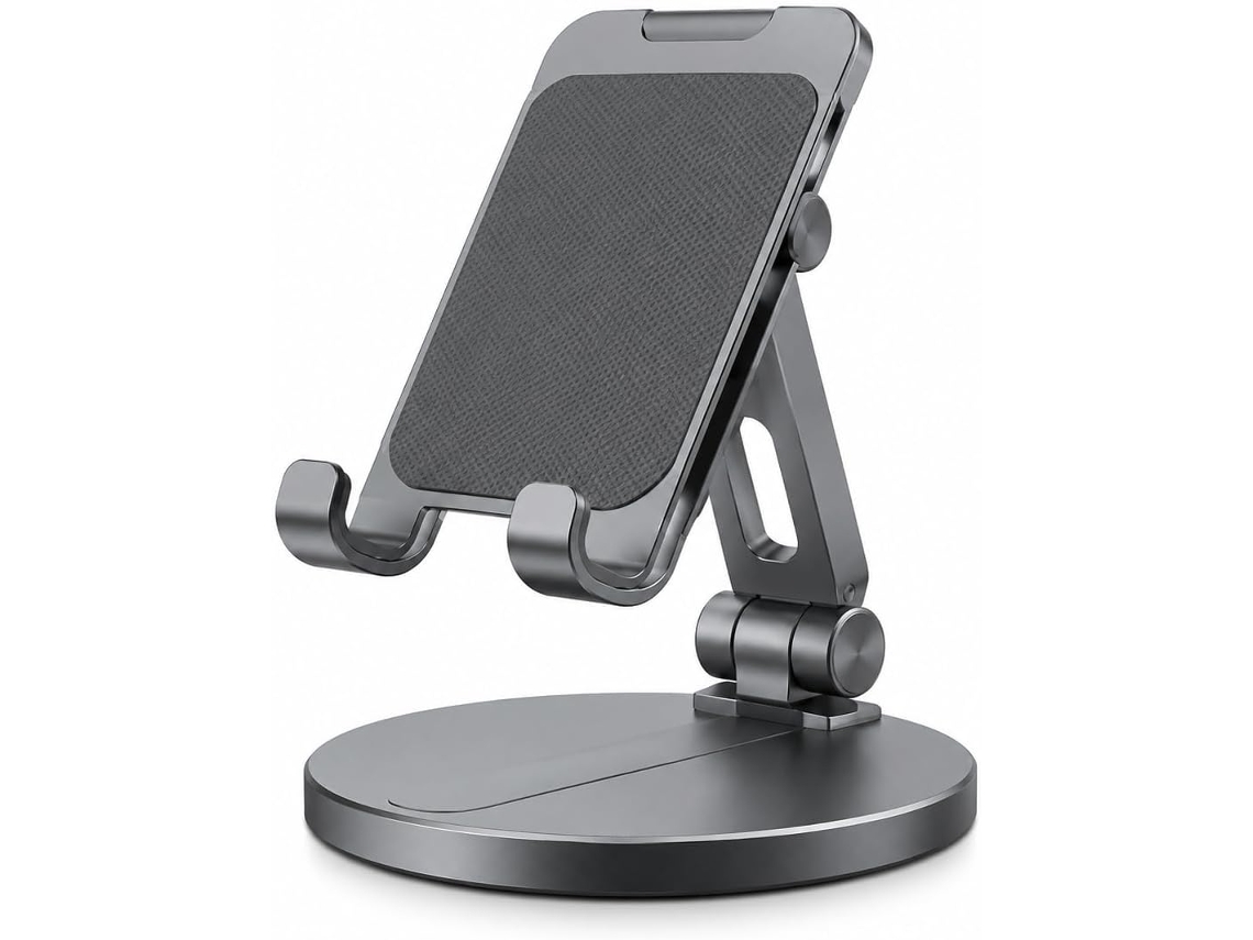 Suporte De Alumínio Para Celular, Giratório 360° E Dobrável, Com Altura Ajustável, Suporte Estável Para Celular