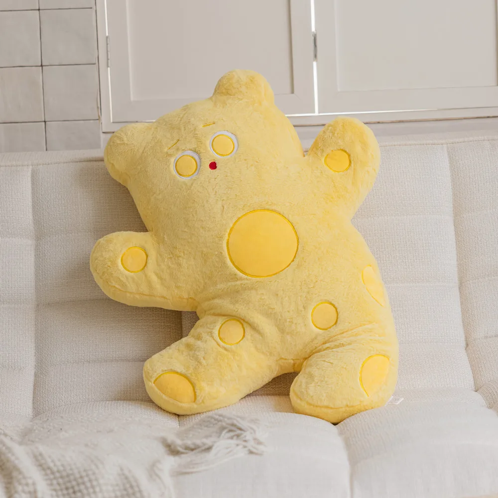 Almofada de Pelúcia Urso Queijo Adulto, Almofada para Sofá, Almofada Fofa MDUG (amarelo, 65cm)