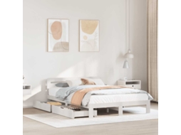 Cama Sem Colchão 150x200 Cm Madeira De Pinho Maciça Branco